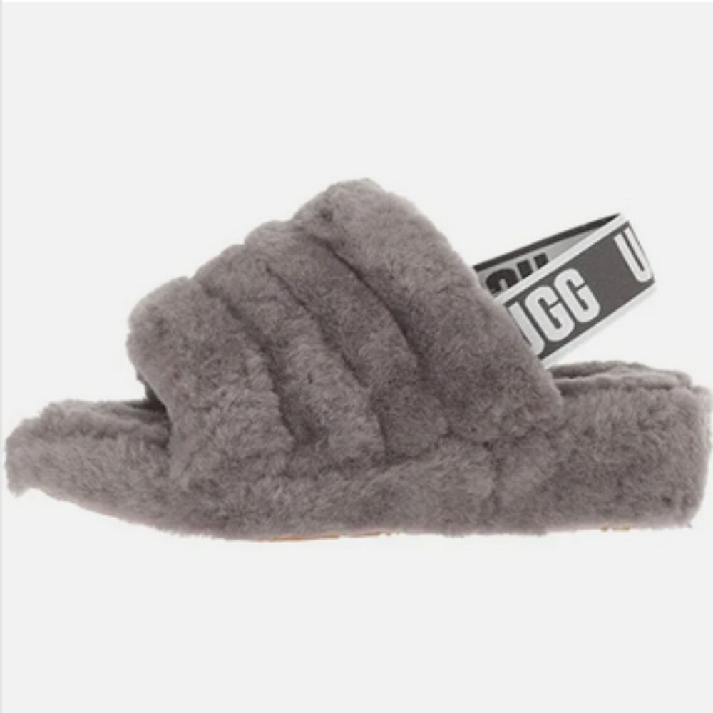 NEW UGG FLUFF YEAH Women's Slide Charcoal US Size 9 NIB